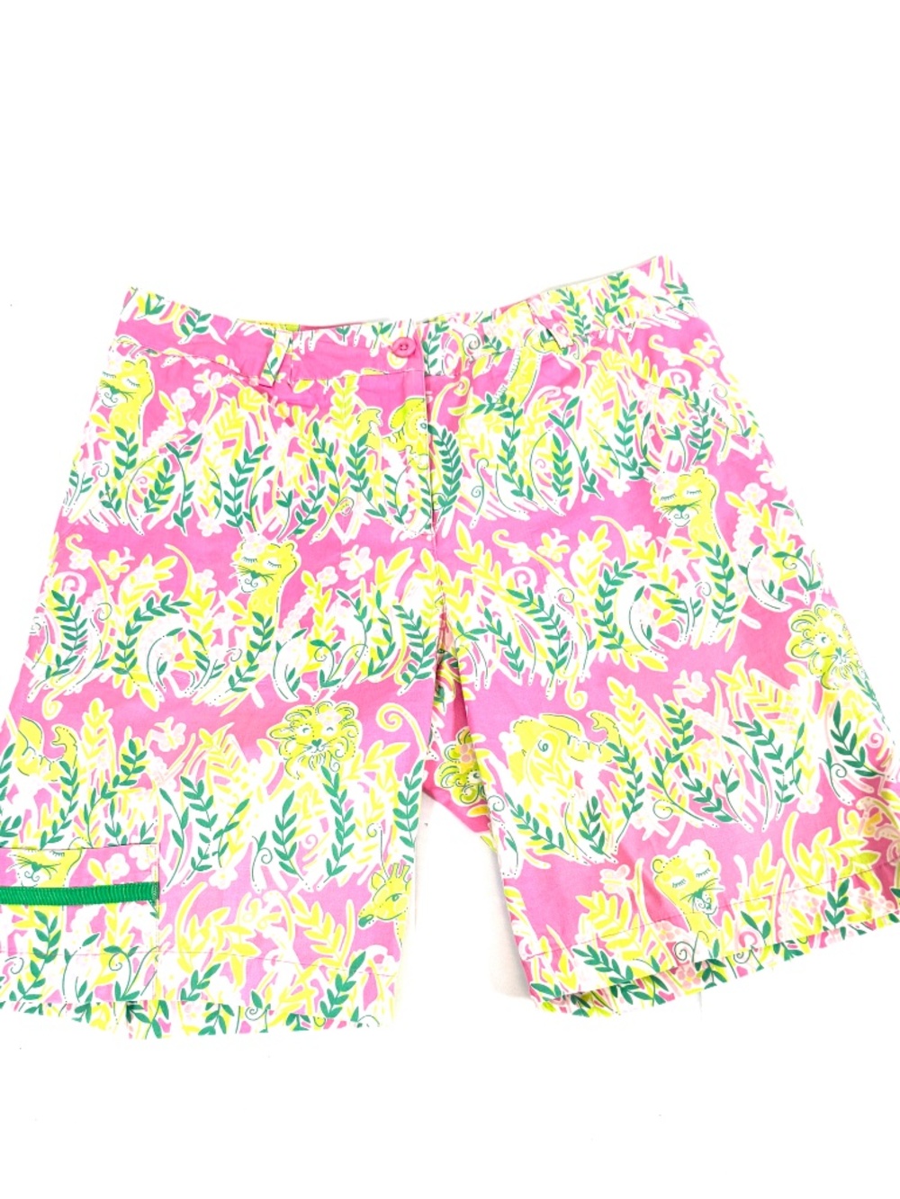 Lilly Pulitzer Pink Tropical Print Chino Golf Shorts Women's 6 Cotton Stretch - Picture 2 of 12